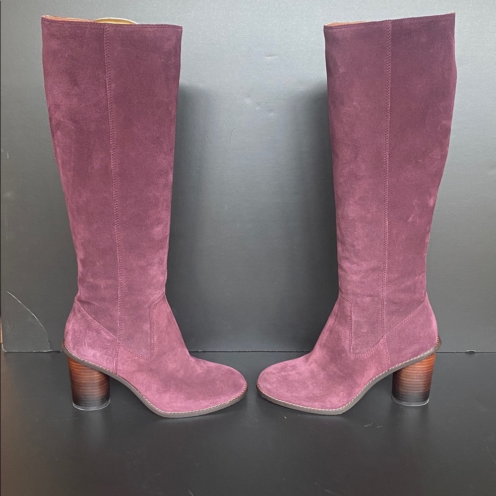 Coach Ombre Tall Knee Leather Suede Heel Boots Oxblood Size 8.5B 39 SOLD OUT HTF